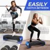 Yes4All 2-in-1 Adjustable Aerobic Step Platform Fitness Exercise Stepper with Rocker Balance Board Legs for Home Workout, Step Exercise & Balance Training(B. Dark Blue)