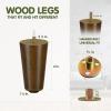 Yes4All 3 Inches Square Wood Furniture Legs Set of 4 – Wooden Replacement Feet for Couch – Adjustable Sofa, Ottomans Tapered Leg with Leveler – Brown Solid Wood Parts for Table, Chair(Round Brown)