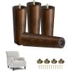 Yes4All 4.5 Inches Square Wood Furniture Legs Set of 4 – Wooden Replacement Feet for Couch, Bed, Bench – Adjustable Sofa, Ottomans Tapered Leg with Leveler – Nature Rubber Wood Parts for Table, Chair(Round Brown)