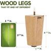 Yes4All 4.5 Inches Square Wood Furniture Legs Set of 4 – Wooden Replacement Feet for Couch, Bed, Bench – Adjustable Sofa, Ottomans Tapered Leg with Leveler – Nature Rubber Wood Parts for Table, Chair(Natural)
