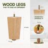 Yes4All 4.5 Inches Square Wood Furniture Legs Set of 4 – Wooden Replacement Feet for Couch, Bed, Bench – Adjustable Sofa, Ottomans Tapered Leg with Leveler – Nature Rubber Wood Parts for Table, Chair(Natural)