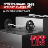 Yes4All 480LB Standard Straight Barbell 60″ & EZ Curl Bar 47″, Weight Bar 1″ Diameter – Star Lock Collars & Rubber Ring for Deadlifts, Squats(E. Olympic Curl Bar 2″ – 200lbs)
