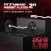 Yes4All 480LB Standard Straight Barbell 60″ & EZ Curl Bar 47″, Weight Bar 1″ Diameter – Star Lock Collars & Rubber Ring for Deadlifts, Squats(F. Olympic Curl Bar 2″ – 300lbs)