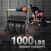 Yes4All 6 Pegs & 4 Barbell Storage Racks Load Up to 1190 LBS – Wall Mounted Weight Plate Tree & Barbell Holder(B. Multi-Functional (Black))