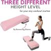 Yes4All Adjustable Workout Aerobic Exercise Step Platform Health Club Size with 4 Adjustable Risers Included and Extra Risers Options(F. Pink/Grey)
