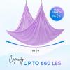 Yes4All Aerial Yoga Hammock 5.5 Yards, 198 Inches Height Aerial Silks, Yoga Trapeze Increasing Strength, Flexibility and Balance(A. Lavender)