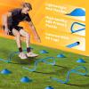 Yes4All Agility Ladder Speed Training Equipment Set – 1 Adjustable Agility Ladder, 12 Soccer Cones, 5 Hurdles, Jump Rope, Running Parachute – Speed & Agility Training Equipment for All Ages(C. Set Blue with Jump Rope)