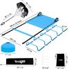 Yes4All Agility Ladder Speed Training Equipment Set – 1 Adjustable Agility Ladder, 12 Soccer Cones, 5 Hurdles, Jump Rope, Running Parachute – Speed & Agility Training Equipment for All Ages(C. Set Blue with Jump Rope)