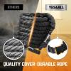 Yes4All Battle Ropes, Workout Rope with Cover, Steel Anchor & Strap Included, Heavy Ropes for Exercise Training – 1.5/2 Inch Diameter, 30, 40, 50 Ft Length(Black)