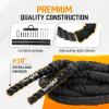 Yes4All Battle Ropes, Workout Rope with Cover, Steel Anchor & Strap Included, Heavy Ropes for Exercise Training – 1.5/2 Inch Diameter, 30, 40, 50 Ft Length(Black)