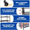 Yes4All Dumbbell Rack, Weight Rack for Home Gym, Sports Equipment Organizer for Dumbbells Kettlebells Yoga Mat Foam Roller and Balls, All in One Gym Workout Storage with Wheels and Hooks(Black)