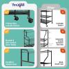 Yes4All Dumbbell Rack, Weight Rack for Home Gym, Sports Equipment Organizer for Dumbbells Kettlebells Yoga Mat Foam Roller and Balls, All in One Gym Workout Storage with Wheels and Hooks, Black