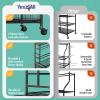 Yes4All Dumbbell Rack, Weight Rack for Home Gym, Sports Equipment Organizer for Dumbbells Kettlebells Yoga Mat Foam Roller and Balls, All in One Gym Workout Storage with Wheels and Hooks(Black w Basket)