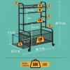 Yes4All Dumbbell Rack, Weight Rack for Home Gym, Sports Equipment Organizer for Dumbbells Kettlebells Yoga Mat Foam Roller and Balls, All in One Gym Workout Storage with Wheels and Hooks(Black w Basket)