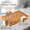 Yes4All Durable Teak Cutting Boards for Kitchen, [17”L x 13”W x 1.5” Thick] Medium End Grain Cutting Board, Pre Oiled Wood Cutting Boards, Thick Chopping Board w/Juice Grooves and Easy Grip Handle