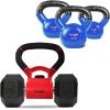 Yes4All Kettlebells Grip, Dumbbell Grip Handle, Convert Dumbbells into Kettlebell for Home Gym, Kettlebell for Weights Plate(A. Combo Red – Red)