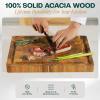 Yes4All Large Teak Cutting Boards for Kitchen, 20″x15″x1.5″ End Grain Butcher Block with Food-Friendly Surface, Durable Wood Chopping Board with Juice Grooves and Easy-Grip Handle for Home Prep(Acacia)