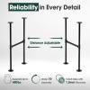 Yes4All Metal Table Legs, 28 inch Height with Adjustable Protector Levelers, Zig Zag Heavy Duty, Black, Bear Up to 800lb, Set of 2(H-shape)