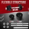 Yes4All Old School Adjustable Dumbbell Set with Weight Plates, Star Lock Collars/Connector, 40lbs to 200lbs Adjustable Weight Plates Set(F. Barbell 60LB or 30LB Dumbbell Pair – Black)