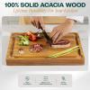 Yes4All Plus Large Edge Grain Teak Cutting Board for Kitchen, 24”L x 18”W x 1.5”Thick, Durable Wood with Juice Grooves, Pre-Oiled, Easy Grip Handles, Ideal for Chopping and Serving(Acacia)