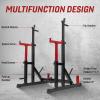 Yes4All Squat Rack for Home Gym, Adjustable Barbell Stand Rack, Multi-Function Weight Lifting, Dip Bar Station, Bench Press Rack Stand, Weight Plate Storage – Capacity Up to 600LBS(Adjustable Squat Rack – Black & Red – 690 lbs)
