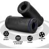 Yes4All Thick Dumbbell Handles Grips, Firm Rubber Barbell Grips, Great for Increasing Forearm Strength, Weightlifting, Muscle Building, Cable Attachments(A. Black)