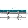 Yes4All Threaded Dumbbell Handles, 14/16/18/24 Inch Dumbbell Bar Pair, Chrome/Rubber Grip, Fit 1” or 1.15″ Plates, 4 Star-Lock Collars with Loose-Resistant Rubber Trims(Chrome/Rubber)