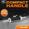 Yes4All Threaded Dumbbell Handles, 14/16/18/24 Inch Dumbbell Bar Pair, Chrome/Rubber Grip, Fit 1” or 1.15″ Plates, 4 Star-Lock Collars with Loose-Resistant Rubber Trims(Rubber)