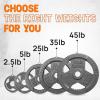 Yes4All Tri-Grip Handles Cast Iron Olympic Weight Plates, 2-Inch Weight Plates for Weight Lifting with Smooth and Durable Finish, Suitable for Strength Training Exercises (Single, Pair and Set)(G. 5LB (Pair – Gray))
