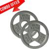 Yes4All Tri-Grip Handles Cast Iron Olympic Weight Plates, 2-Inch Weight Plates for Weight Lifting with Smooth and Durable Finish, Suitable for Strength Training Exercises (Single, Pair and Set)(G. 5LB (Pair – Gray))