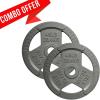 Yes4All Tri-Grip Handles Cast Iron Olympic Weight Plates, 2-Inch Weight Plates for Weight Lifting with Smooth and Durable Finish, Suitable for Strength Training Exercises (Single, Pair and Set)(J. 45LB (Pair – Gray))