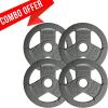 Yes4All Tri-Grip Handles Cast Iron Olympic Weight Plates, 2-Inch Weight Plates for Weight Lifting with Smooth and Durable Finish, Suitable for Strength Training Exercises (Single, Pair and Set)(M. 25LB (4pcs – Gray))