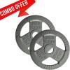 Yes4All Tri-Grip Handles Cast Iron Olympic Weight Plates, 2-Inch Weight Plates for Weight Lifting with Smooth and Durable Finish, Suitable for Strength Training Exercises (Single, Pair and Set)(H. 25LB (Pair – Gray))