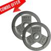 Yes4All Tri-Grip Handles Cast Iron Olympic Weight Plates, 2-Inch Weight Plates for Weight Lifting with Smooth and Durable Finish, Suitable for Strength Training Exercises (Single, Pair and Set)(I. 35LB (Pair – Gray))