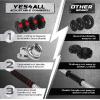 Yes4All Upgraded 44lbs/66lbs Pair Adjustable Weights Dumbbells Set, Free Weights Dumbbells Set with Connector, Cement Mixture(66lbs + Connector)