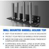 Yes4All Vertical Wall Mounted Olympic Barbell Holder, Barbell Storage Rack, Hanging Barbell Rack for Home Fitness Equipment(Black Vertical Wall Mounted – 4 Bars)