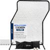 Portable L-Screen Baseball 7x7ft with 2 Baseballs, Rubber Wheels – L Screen Baseball for Batting Cage, Protective Pitching Screen Net Double Layers, Carry Bag Included(7×5 ft Z-Screen No Wheel)