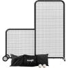 Portable L-Screen Baseball 7x7ft with 2 Baseballs, Rubber Wheels – L Screen Baseball for Batting Cage, Protective Pitching Screen Net Double Layers, Carry Bag Included(7x7ft L-Shape with Wheels)