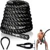 Yes4All 1.5/2 Inch Battle Ropes with Extra Protective Sleeve, Workout Ropes for Cross-Training Home Gym & Fitness Exercises, Strength Training – 30,40,50 Feet Lengths Available(1.5 in – 50 ft)