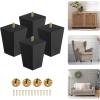 Yes4All 3 Inches Square Wood Furniture Legs Set of 4 – Wooden Replacement Feet for Couch – Adjustable Sofa, Ottomans Tapered Leg with Leveler – Brown Solid Wood Parts for Table, Chair(Square Black)