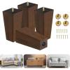 Yes4All 3 Inches Square Wood Furniture Legs Set of 4 – Wooden Replacement Feet for Couch – Adjustable Sofa, Ottomans Tapered Leg with Leveler – Brown Solid Wood Parts for Table, Chair(Square Wood Leg)