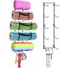 Yes4All 3-Tier and 5-Tier Steel Yoga Mat Rack Organizer Wall Mount with 3 Hooks, Foam Roller Holder Wall Mount Rack For Yoga Mat Storage, Hanging Yoga Strap and Resistance Bands