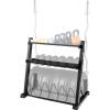 Yes4All 6 Pegs & 4 Barbell Storage Racks Load Up to 1190 LBS – Wall Mounted Weight Plate Tree & Barbell Holder(B. Multi-Functional (Black))