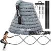 Yes4All Battle Ropes, Workout Rope with Cover, Steel Anchor & Strap Included, Heavy Ropes for Exercise Training – 1.5/2 Inch Diameter, 30, 40, 50 Ft Length(1.5in – 30ft)