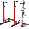Yes4All Dip Stand 500 LBS Capacity, 80 Levels Adjustable Dip Bars, Dip Station Machine for Home Gym(Red & Black)
