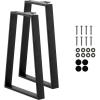 Yes4All Metal Table Legs, 28 inch Height with Adjustable Protector Levelers, Zig Zag Heavy Duty, Black, Bear Up to 800lb, Set of 2(Trapezoid Metal Leg)