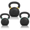 Yes4All Powder Coated Cast Iron Kettlebell Strength Training Kettlebells Weight Set for Full Body Workout, Home Gym(D – 44LB + 53LB + 71LB)