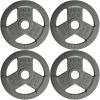 Yes4All Tri-Grip Handles Cast Iron Olympic Weight Plates, 2-Inch Weight Plates for Weight Lifting with Smooth and Durable Finish, Suitable for Strength Training Exercises (Single, Pair and Set)(M. 25LB (4pcs – Gray))