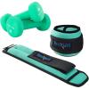 Yes4All Wrist & Ankle Weights Pair 1lb -10lbs, Adjustable Strap for Walking, Jogging, Pilates, Gym Fitness Workout for Women, Men(I. Combo Wrist Weight (2.5lbs x2) + Dumbbell (5lbs x 2) – Green)