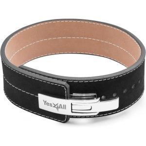 Yes4All 100% Leather Premium Weightlifting Belt/Genuine Leather/ 2in1 Dip Belt With Chain/Self-locking Belt, Robust Alloy Steel Buckle 10mm Thick For Heavy Lifting, Squats, Deadlifts, and More(C. Size XL (36-42 inches))